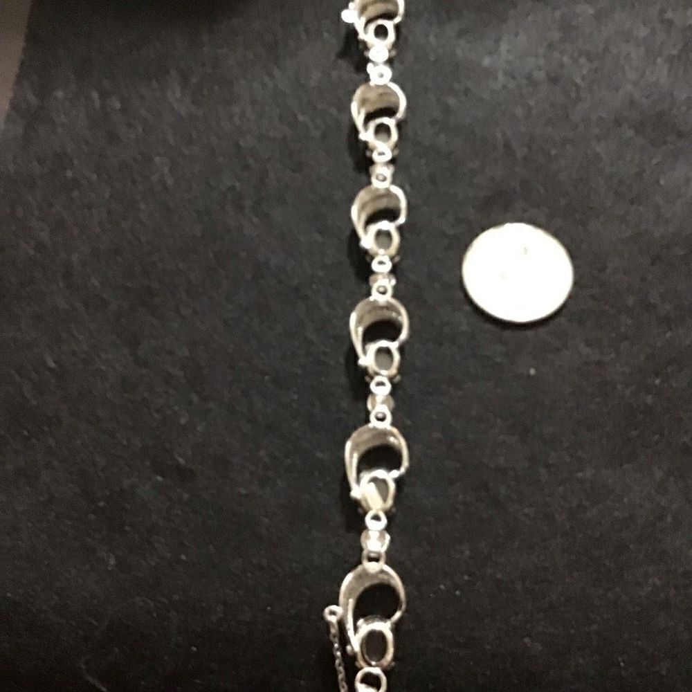 Bracelet, 925 Sterling And Smoky Gray Black Stone From Estate Sale By Sorr